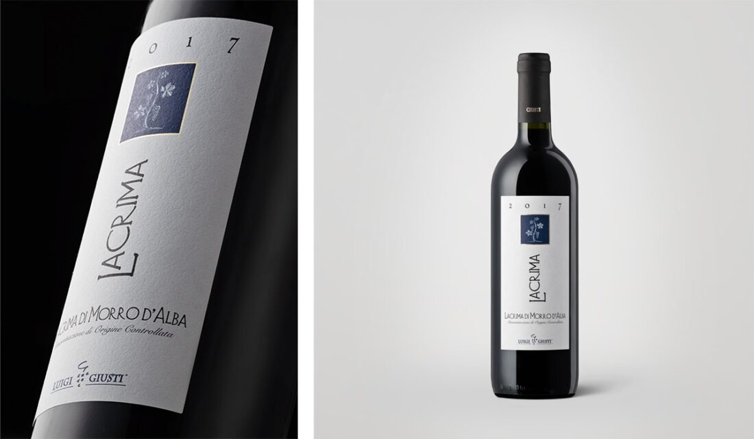 Bottle photo and label detail of Lacrima di Morro d'Alba