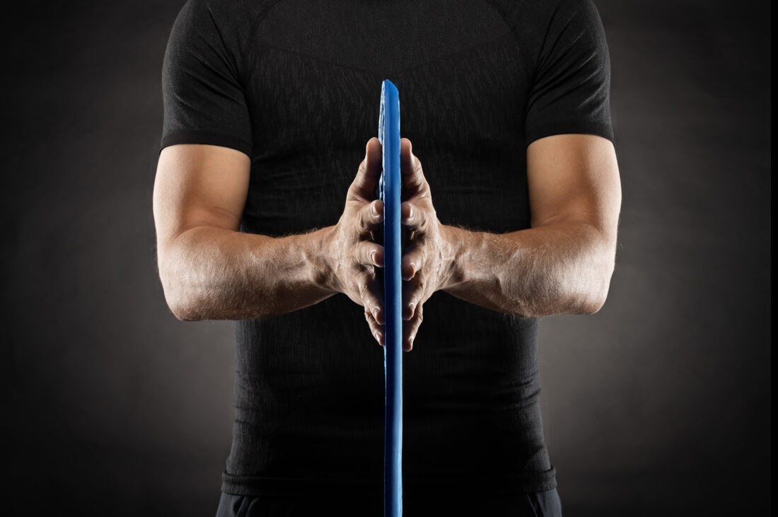 Detail view of Shred flexible, lightweight blue protective padding, professional product photography by Inlet Studio, Italy.