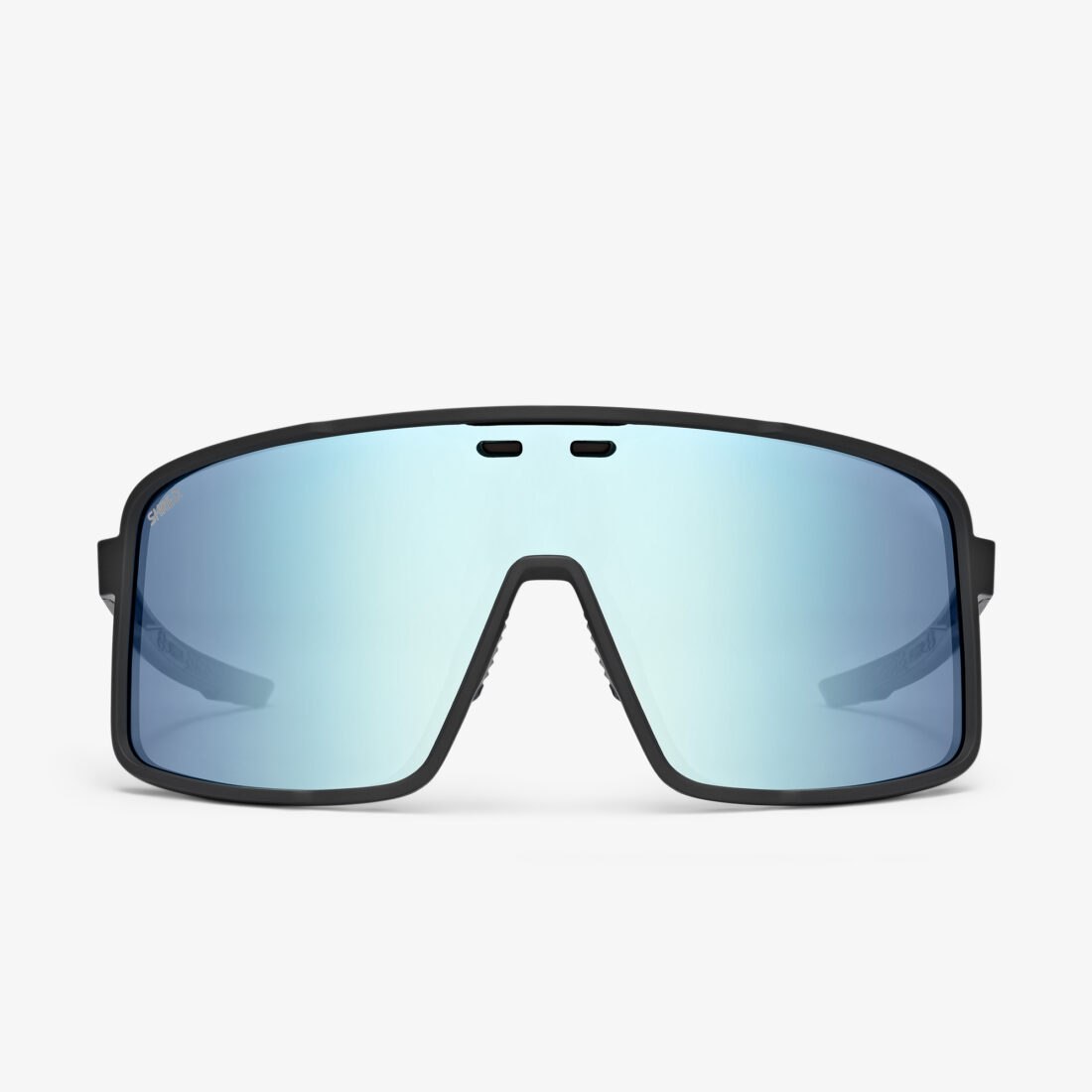 Shred sport sunglasses with blue mirrored lenses, professional product photography by Inlet Studio, Italy.